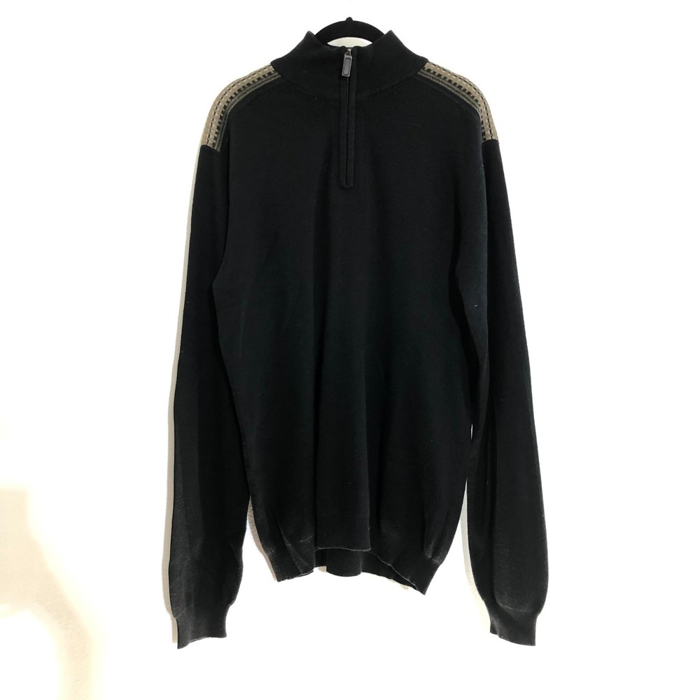 Claiborne Black Long Sleeve Quarter zip up Men's L Design on shoulder's
